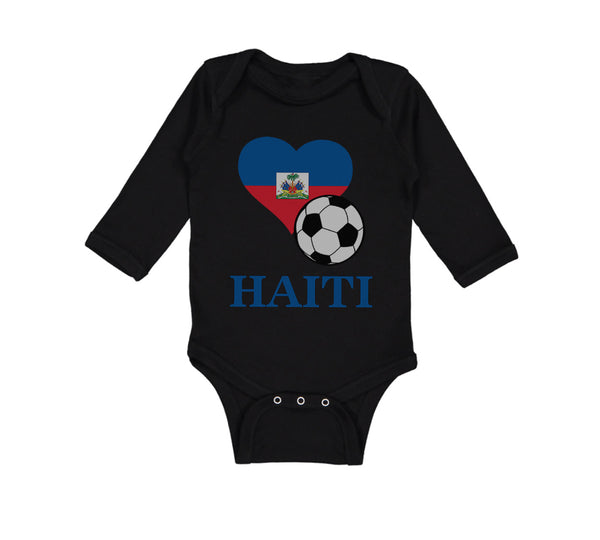 Long Sleeve Bodysuit Baby Haitian Soccer Haiti Football Football Cotton - Cute Rascals
