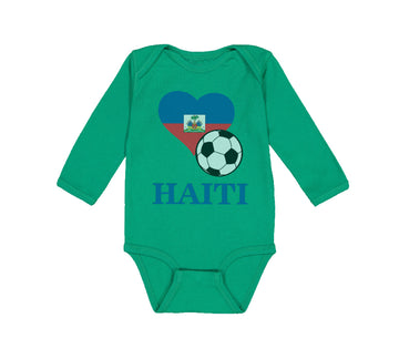 Long Sleeve Bodysuit Baby Haitian Soccer Haiti Football Football Cotton