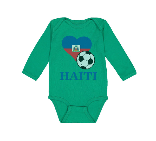 Long Sleeve Bodysuit Baby Haitian Soccer Haiti Football Football Cotton - Cute Rascals