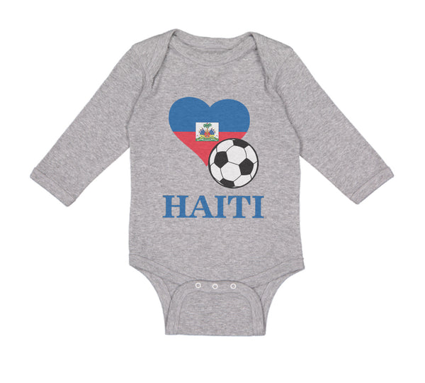 Long Sleeve Bodysuit Baby Haitian Soccer Haiti Football Football Cotton - Cute Rascals