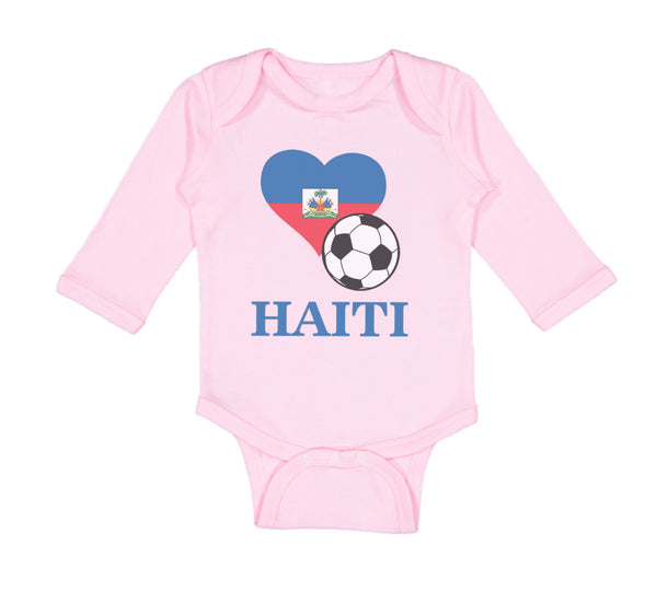 Long Sleeve Bodysuit Baby Haitian Soccer Haiti Football Football Cotton - Cute Rascals