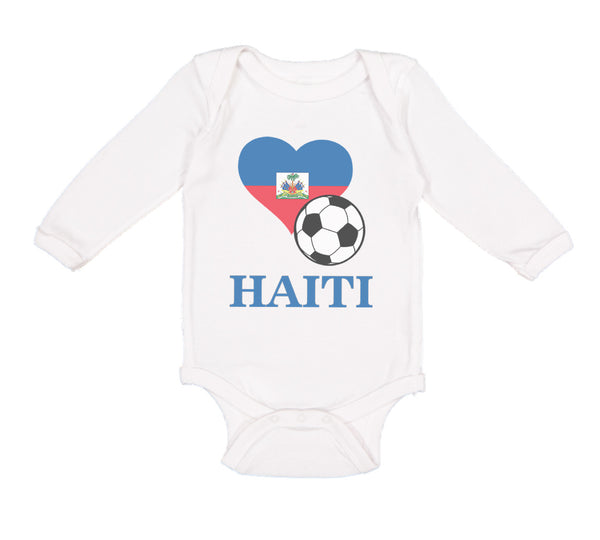 Long Sleeve Bodysuit Baby Haitian Soccer Haiti Football Football Cotton - Cute Rascals