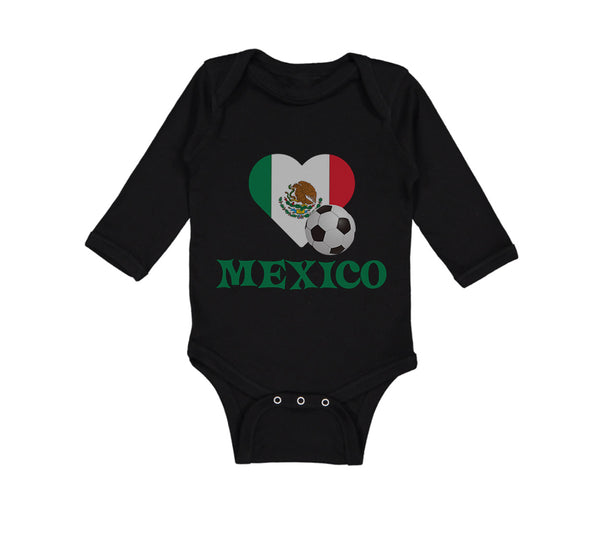 Long Sleeve Bodysuit Baby Mexican Soccer Mexico Football Football Cotton