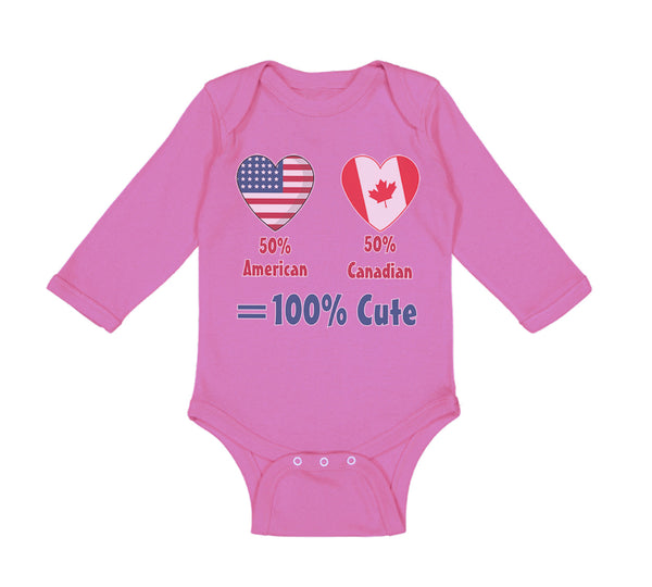 Long Sleeve Bodysuit Baby 50% American + 50% Canadian = 100% Cute Cotton - Cute Rascals