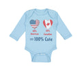 Long Sleeve Bodysuit Baby 50% American + 50% Canadian = 100% Cute Cotton