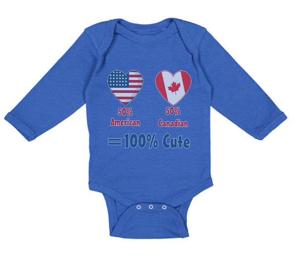 Long Sleeve Bodysuit Baby 50% American + 50% Canadian = 100% Cute Cotton - Cute Rascals