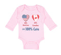 Long Sleeve Bodysuit Baby 50% American + 50% Canadian = 100% Cute Cotton
