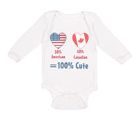 Long Sleeve Bodysuit Baby 50% American + 50% Canadian = 100% Cute Cotton - Cute Rascals