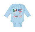 Long Sleeve Bodysuit Baby 50% Mexican 50% American = 100% Cute Cotton