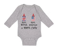 Long Sleeve Bodysuit Baby 50% British 50% American = 100% Cute Cotton