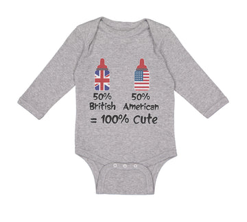 Long Sleeve Bodysuit Baby 50% British 50% American = 100% Cute Cotton