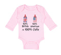 Long Sleeve Bodysuit Baby 50% British 50% American = 100% Cute Cotton