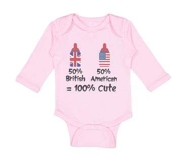 Long Sleeve Bodysuit Baby 50% British 50% American = 100% Cute Cotton