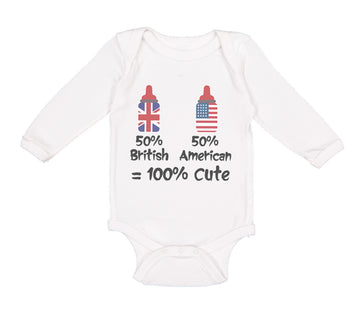 Long Sleeve Bodysuit Baby 50% British 50% American = 100% Cute Cotton