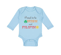 Long Sleeve Bodysuit Baby Proud to Be Irish and Filipino Boy & Girl Clothes