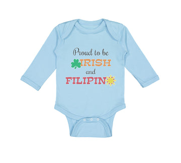 Long Sleeve Bodysuit Baby Proud to Be Irish and Filipino Boy & Girl Clothes