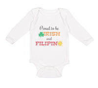Long Sleeve Bodysuit Baby Proud to Be Irish and Filipino Boy & Girl Clothes