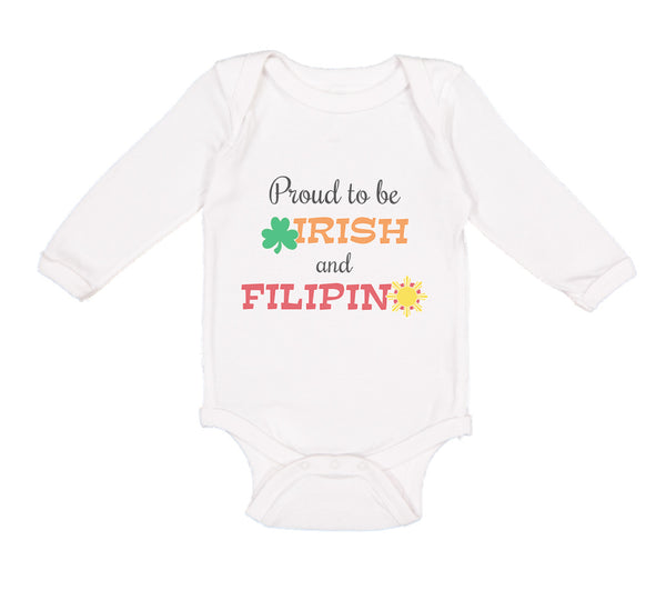 Long Sleeve Bodysuit Baby Proud to Be Irish and Filipino Boy & Girl Clothes