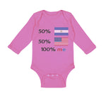 Long Sleeve Bodysuit Baby 50% Nicaraguan + 50% Usa = 100% Me Boy & Girl Clothes - Cute Rascals