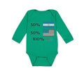 Long Sleeve Bodysuit Baby 50% Nicaraguan + 50% Usa = 100% Me Boy & Girl Clothes