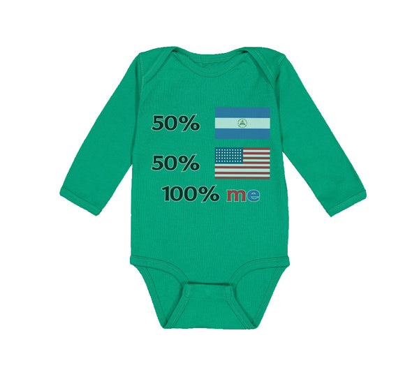 Long Sleeve Bodysuit Baby 50% Nicaraguan + 50% Usa = 100% Me Boy & Girl Clothes - Cute Rascals