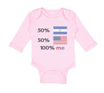 Long Sleeve Bodysuit Baby 50% Nicaraguan + 50% Usa = 100% Me Boy & Girl Clothes - Cute Rascals