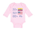 Long Sleeve Bodysuit Baby 50%Ecuador + 50% American = 100% Me Boy & Girl Clothes