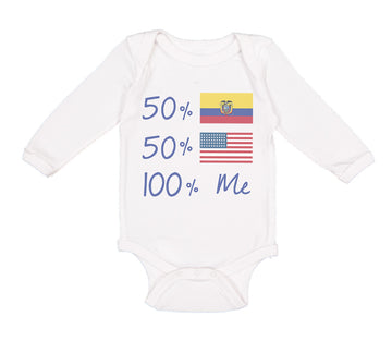 Long Sleeve Bodysuit Baby 50%Ecuador + 50% American = 100% Me Boy & Girl Clothes