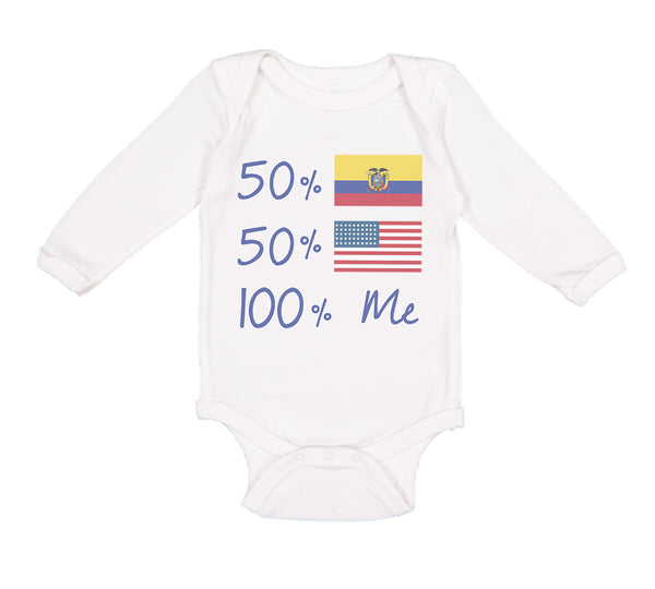 Long Sleeve Bodysuit Baby 50%Ecuador + 50% American = 100% Me Boy & Girl Clothes - Cute Rascals