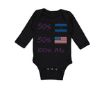 Long Sleeve Bodysuit Baby 50% Honduran + 50% Usa = 100% Me Boy & Girl Clothes - Cute Rascals