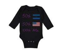 Long Sleeve Bodysuit Baby 50% Honduran + 50% Usa = 100% Me Boy & Girl Clothes - Cute Rascals