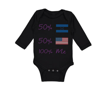 Long Sleeve Bodysuit Baby 50% Honduran + 50% Usa = 100% Me Boy & Girl Clothes