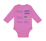 Long Sleeve Bodysuit Baby 50% Honduran + 50% Usa = 100% Me Boy & Girl Clothes - Cute Rascals