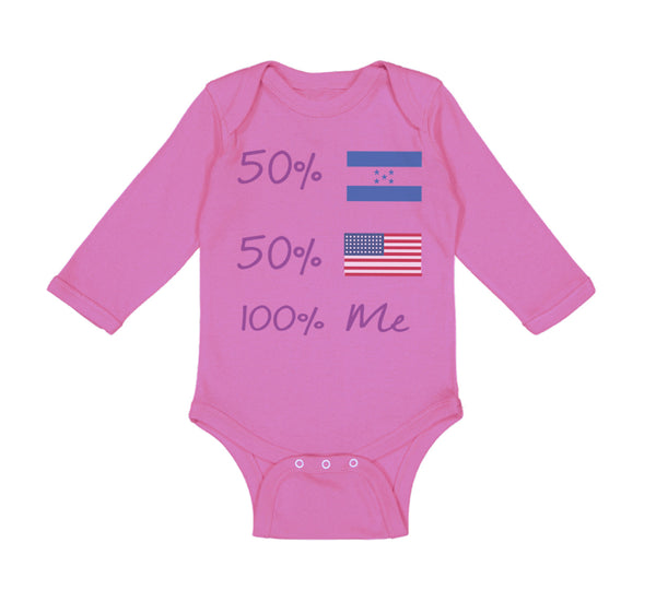 Long Sleeve Bodysuit Baby 50% Honduran + 50% Usa = 100% Me Boy & Girl Clothes - Cute Rascals
