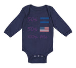 Long Sleeve Bodysuit Baby 50% Honduran + 50% Usa = 100% Me Boy & Girl Clothes - Cute Rascals