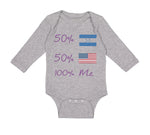 Long Sleeve Bodysuit Baby 50% Honduran + 50% Usa = 100% Me Boy & Girl Clothes - Cute Rascals
