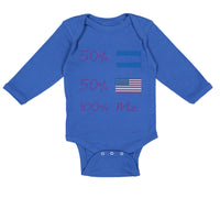 Long Sleeve Bodysuit Baby 50% Honduran + 50% Usa = 100% Me Boy & Girl Clothes - Cute Rascals