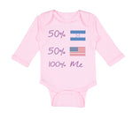 Long Sleeve Bodysuit Baby 50% Honduran + 50% Usa = 100% Me Boy & Girl Clothes - Cute Rascals