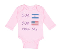 Long Sleeve Bodysuit Baby 50% Honduran + 50% Usa = 100% Me Boy & Girl Clothes - Cute Rascals
