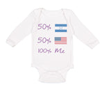 Long Sleeve Bodysuit Baby 50% Honduran + 50% Usa = 100% Me Boy & Girl Clothes - Cute Rascals
