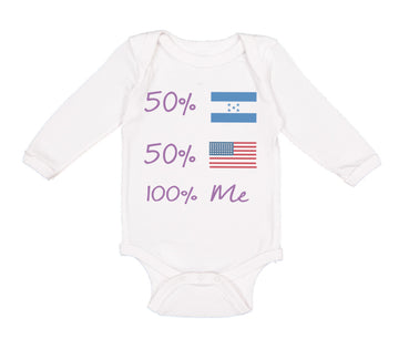 Long Sleeve Bodysuit Baby 50% Honduran + 50% Usa = 100% Me Boy & Girl Clothes
