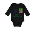 Long Sleeve Bodysuit Baby 50% Brazilian + 50% American = 100% Awesome Cotton