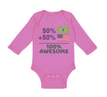 Long Sleeve Bodysuit Baby 50% Brazilian + 50% American = 100% Awesome Cotton