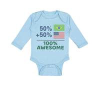 Long Sleeve Bodysuit Baby 50% Brazilian + 50% American = 100% Awesome Cotton - Cute Rascals