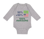 Long Sleeve Bodysuit Baby 50% Brazilian + 50% American = 100% Awesome Cotton - Cute Rascals