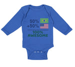 Long Sleeve Bodysuit Baby 50% Brazilian + 50% American = 100% Awesome Cotton - Cute Rascals