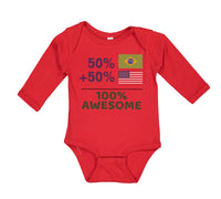 Long Sleeve Bodysuit Baby 50% Brazilian + 50% American = 100% Awesome Cotton - Cute Rascals