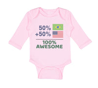 Long Sleeve Bodysuit Baby 50% Brazilian + 50% American = 100% Awesome Cotton - Cute Rascals