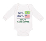 Long Sleeve Bodysuit Baby 50% Brazilian + 50% American = 100% Awesome Cotton - Cute Rascals