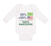 Long Sleeve Bodysuit Baby 50% Brazilian + 50% American = 100% Awesome Cotton - Cute Rascals